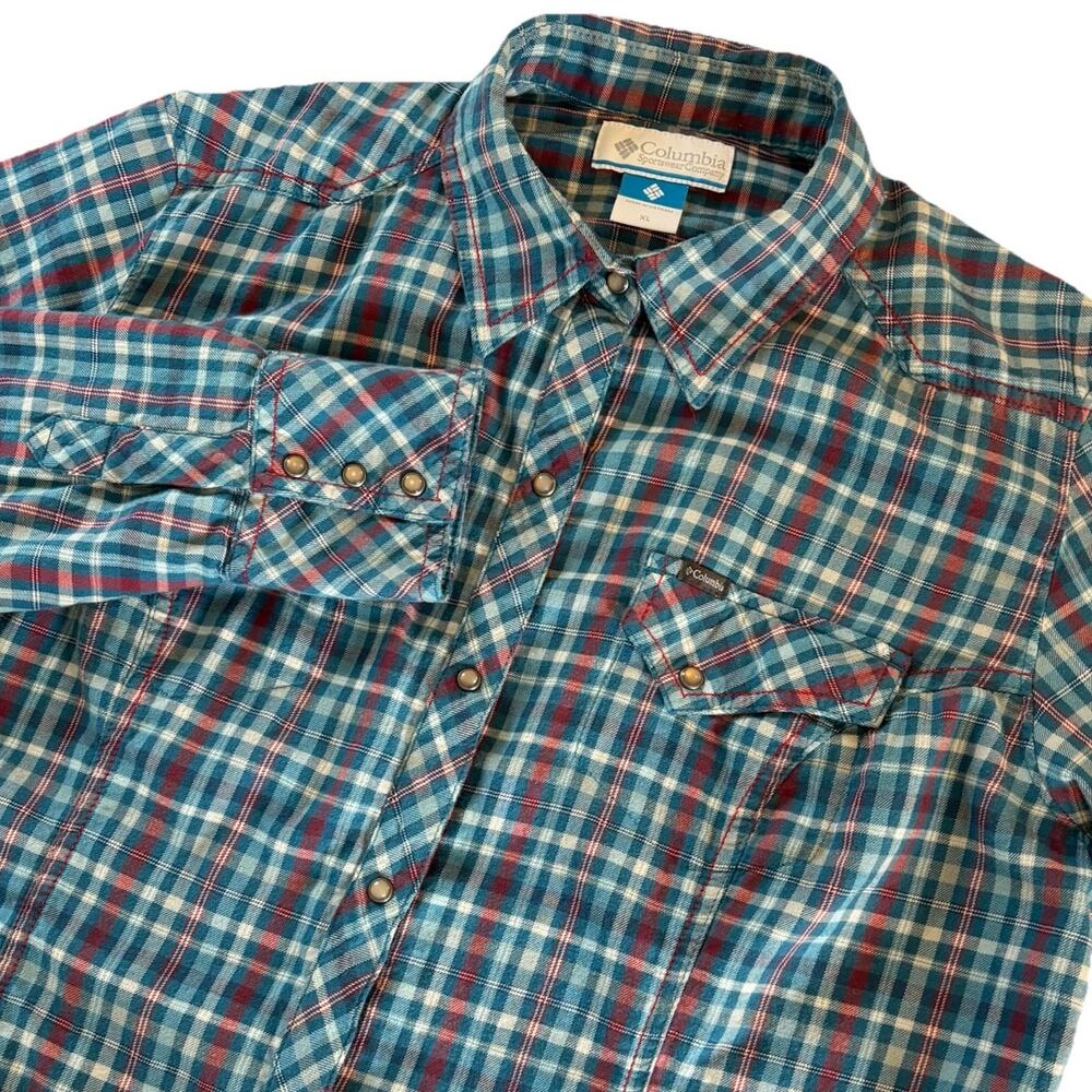 Columbia Snowy Nook Flannel Shirt Women’s XL Pink Long Sleeve Pearl Snap Western